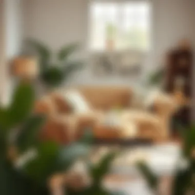 Chic Harmony: Oversize Love Seat with Stylish Accessories Oversize love seat paired with chic accessories