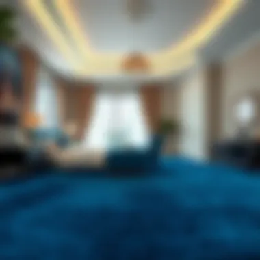 Luxurious Royal Blue Carpet Luxurious royal blue carpet in a beautifully decorated bedroom