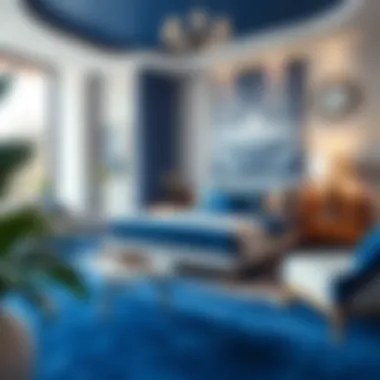 Stylish Bedroom Design with Royal Blue Stylish bedroom design with royal blue carpet and complementary colors