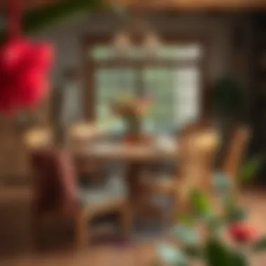 Rustic Charm: Wooden Table and Chair Arrangement Rustic wooden table and chairs arrangement