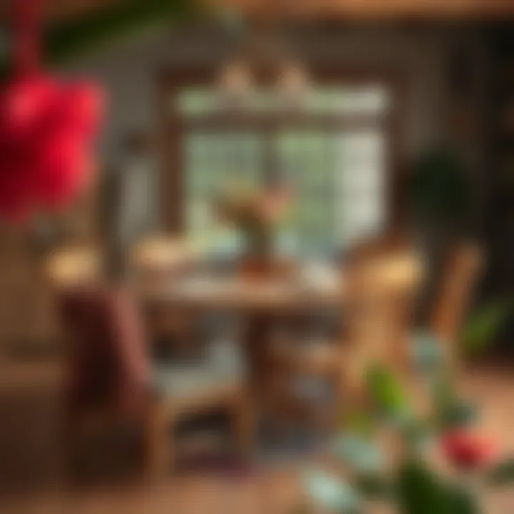 Rustic Charm: Wooden Table and Chair Arrangement Rustic wooden table and chairs arrangement