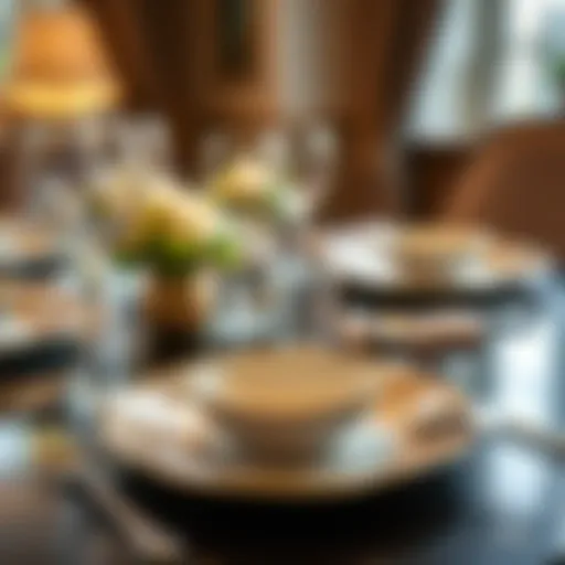 Elegant arrangement of small dinner plates on a table setting