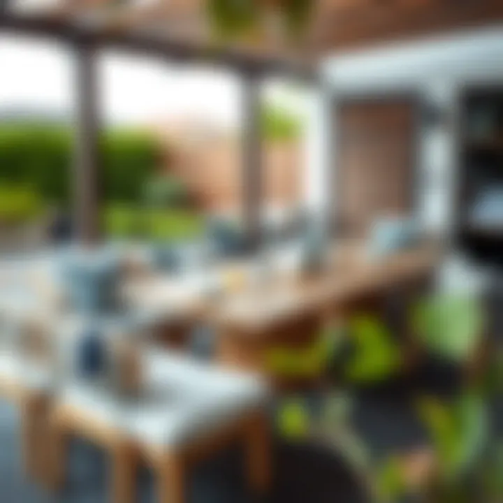Stylish Outdoor Dining Setup Stylish outdoor dining setup featuring cushions and table