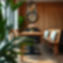 Elegant wooden bench seating arrangement