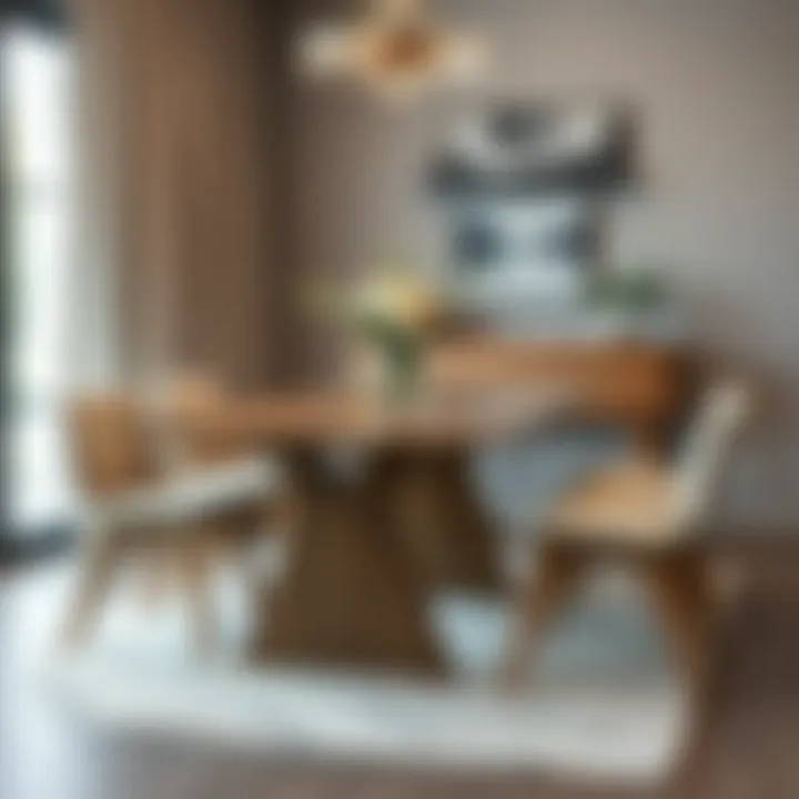 Modern dining table with unique bench design