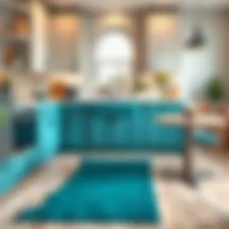 Elegant teal kitchen runner enhancing a modern kitchen's aesthetic
