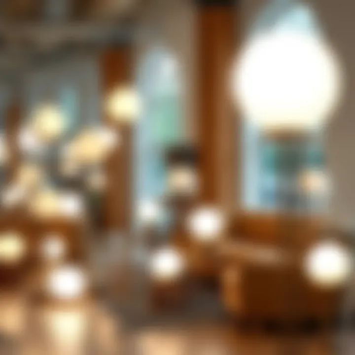 Diverse Styles of Arched Globe Floor Lamps Various styles of arched globe floor lamps displayed in a chic showroom