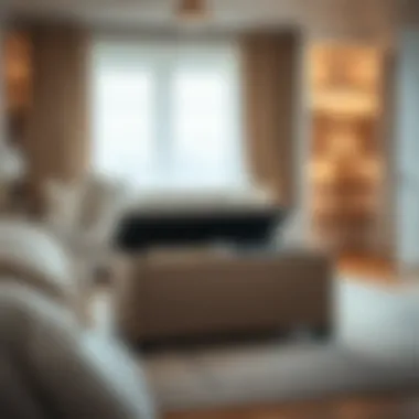 Storage Ottoman in a Cozy Bedroom Setting Storage ottoman placed in a cozy bedroom setting