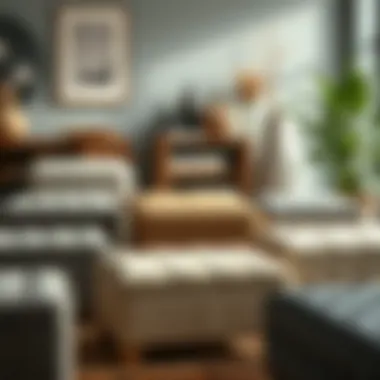 Variety of Storage Ottomans Showcasing Different Materials Variety of storage ottomans showcasing different materials