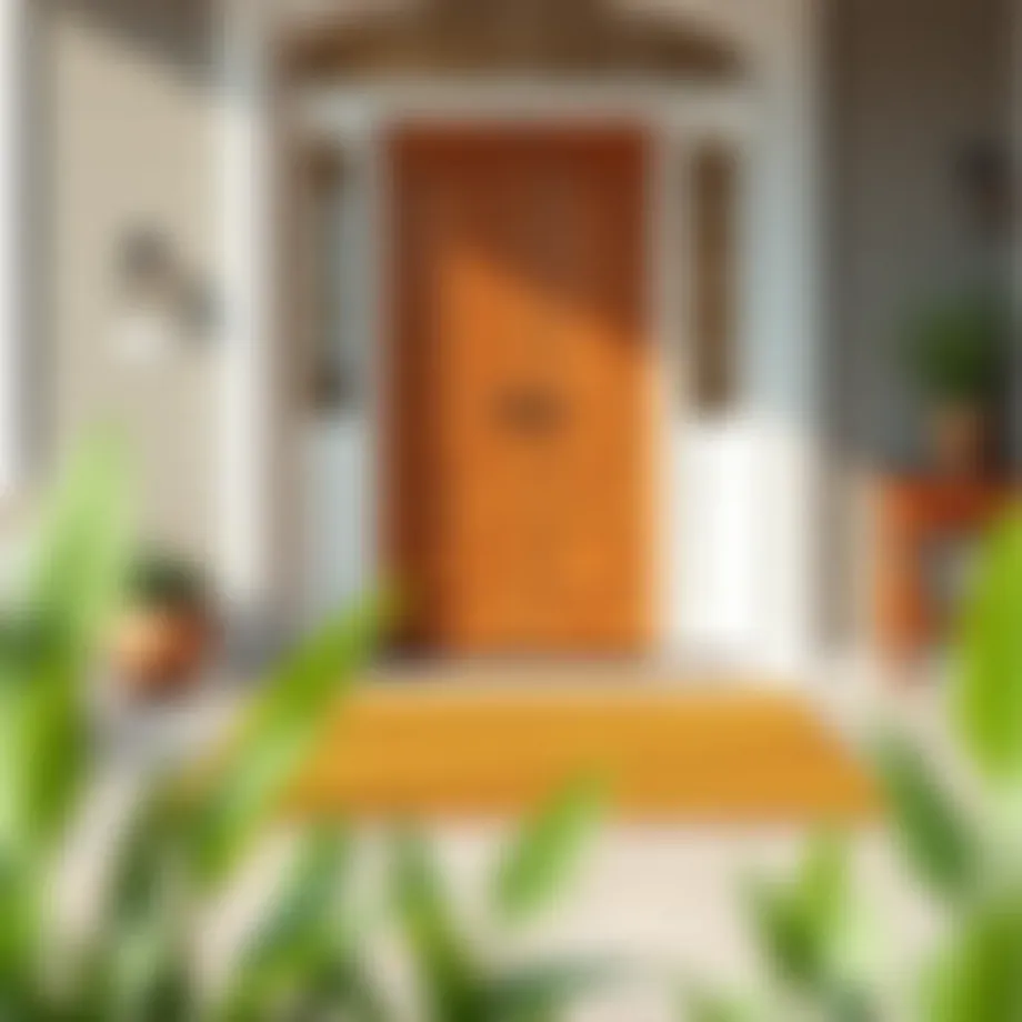 Elegant wide outdoor doormat in a modern entryway