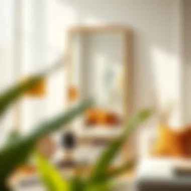 Enhancing Natural Light: Gold Mirrors in Modern Decor Gold floor mirror enhancing natural light in a modern decor