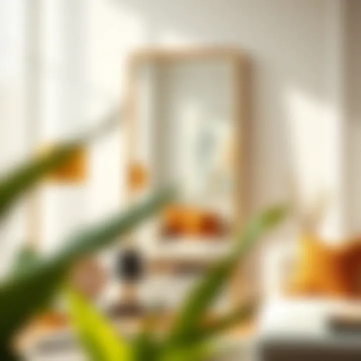 Enhancing Natural Light: Gold Mirrors in Modern Decor Gold floor mirror enhancing natural light in a modern decor