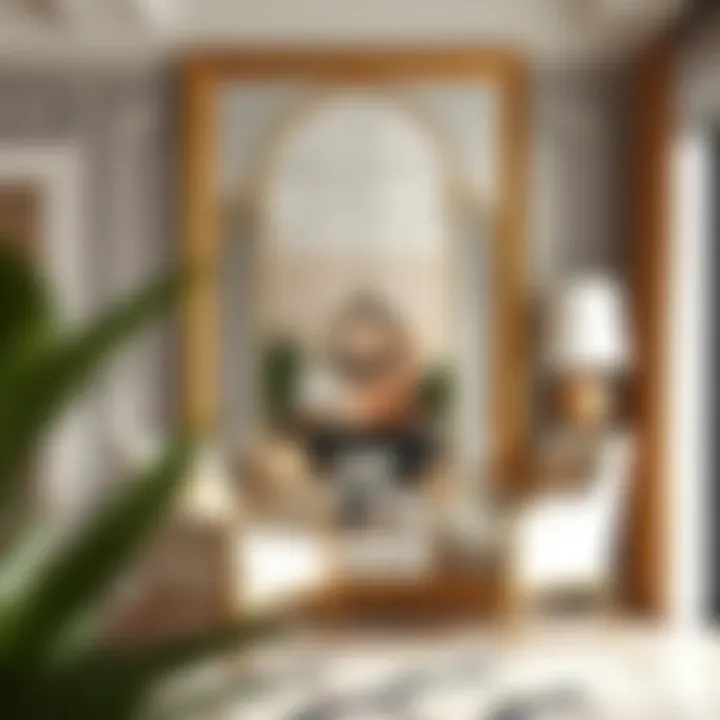 Stylish Interiors: Gold as a Focal Point Stylish interior featuring a gold floor mirror as a focal point