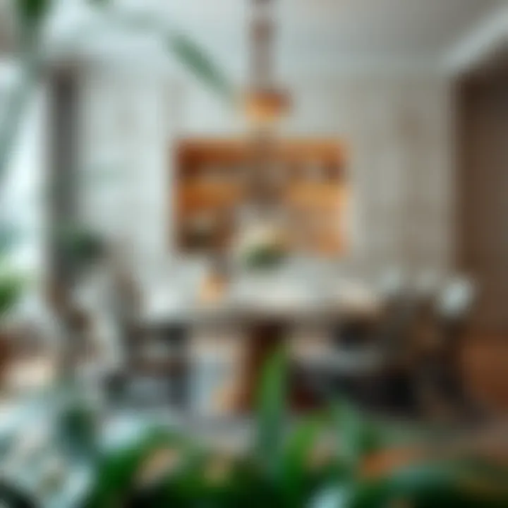 Elegant Kitchen Table Arrangement A spacious kitchen table surrounded by elegant chairs