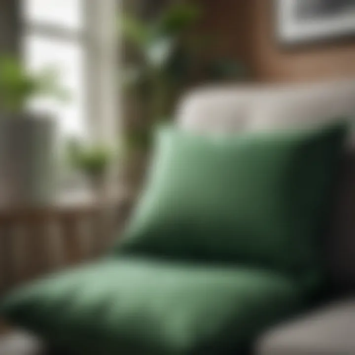Aesthetic Arrangement of Cushions Aesthetic arrangement of green lounge chair cushions enhancing interior decor
