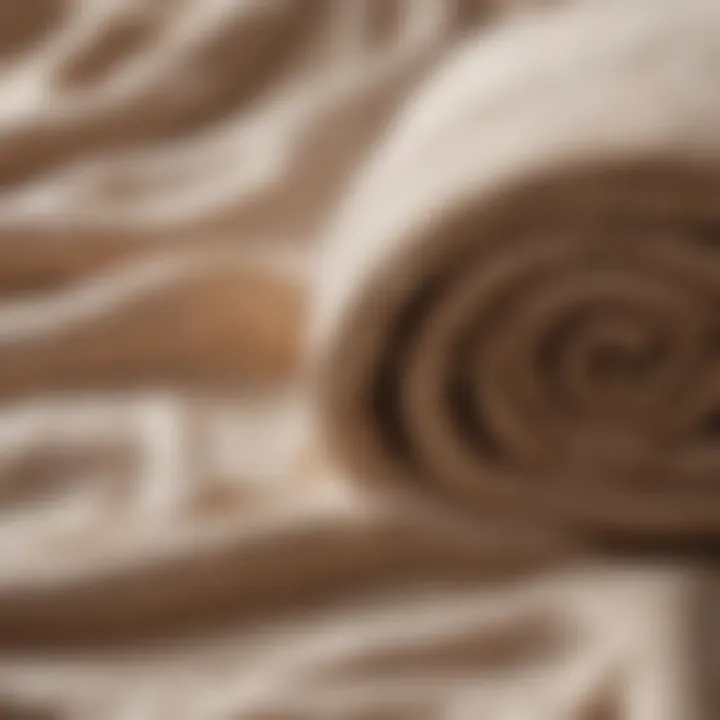 Close-up of various warm thin blankets made from sustainable materials