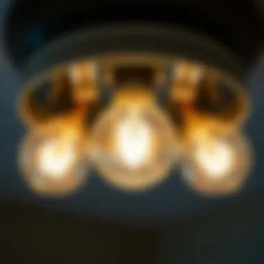 Energy Efficiency in Three-Bulb Ceiling Fixtures Close-up view showcasing energy-efficient bulbs in a stylish fixture