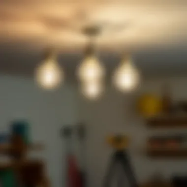 Installation Insights for Three-Bulb Ceiling Lights Installation guide depicting tools and setup for ceiling lights