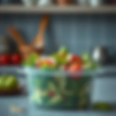 Close-up of Tupperware Salad Keeper highlighting its functionality