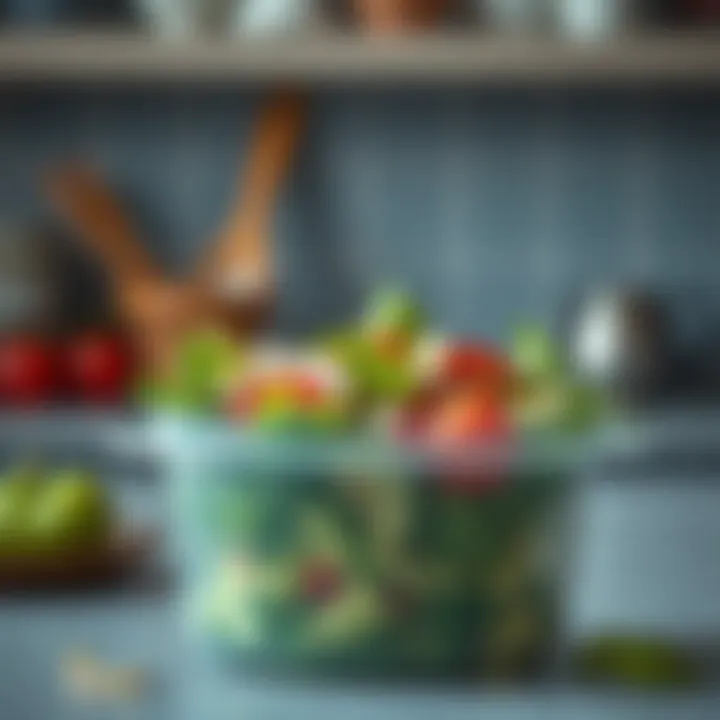 Close-up of Tupperware Salad Keeper highlighting its functionality