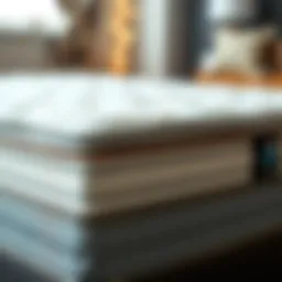 Close-up of hybrid mattress layers showcasing comfort and support materials