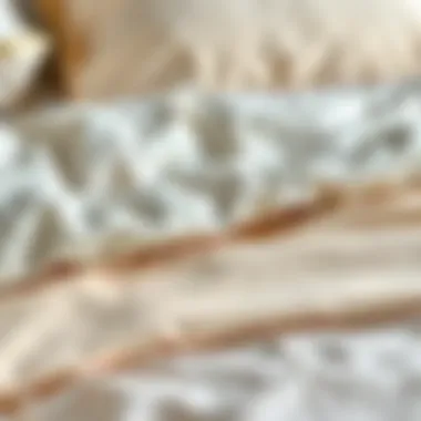 Close-up of luxurious fabric textures used in bed linen.