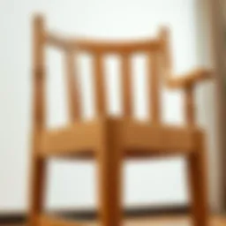 Detailed view of a wooden chair frame showcasing craftsmanship and joinery techniques