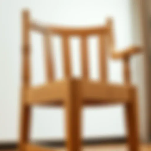 Detailed view of a wooden chair frame showcasing craftsmanship and joinery techniques