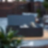 Stylish outdoor storage coffee table showcasing gray design