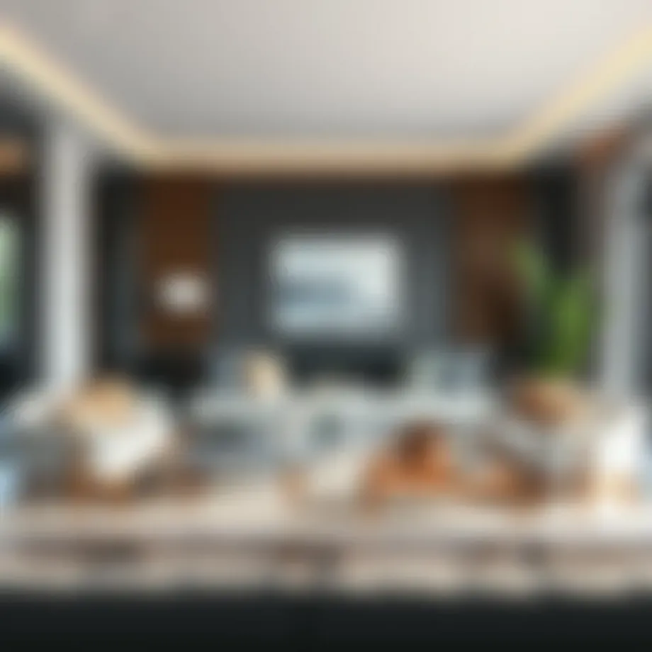 Modern living room with stylish furniture