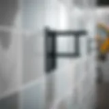 Close-up of a wall-mounted tile hanger showcasing its design.