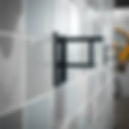 Close-up of a wall-mounted tile hanger showcasing its design.