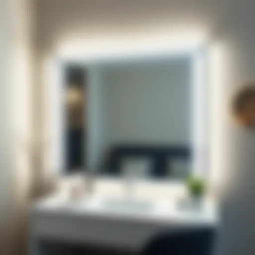 Elegant vanity mirror with integrated lighting showcasing a modern design